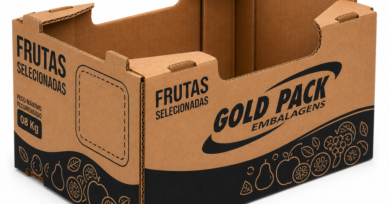 Bandeja Hortifruti - caixas de papelão para frutas e verduras Gold Pack